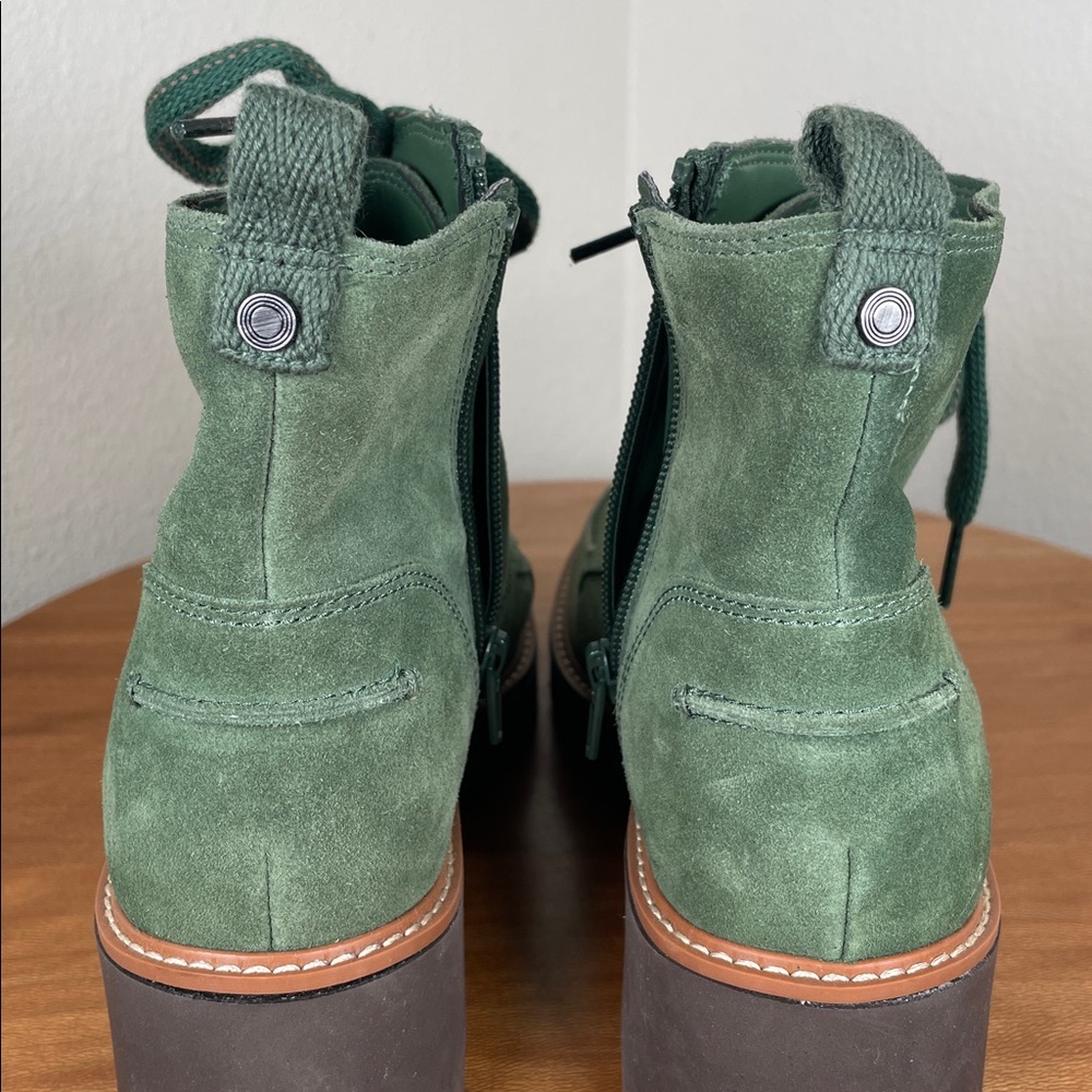 Women’s Naturalizer Dara Lug Sole Booties Green Suede Lace Up Size 7 - Picture 13 of 15